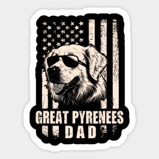 Great Pyrenees Dog Dad American Flag Sticker